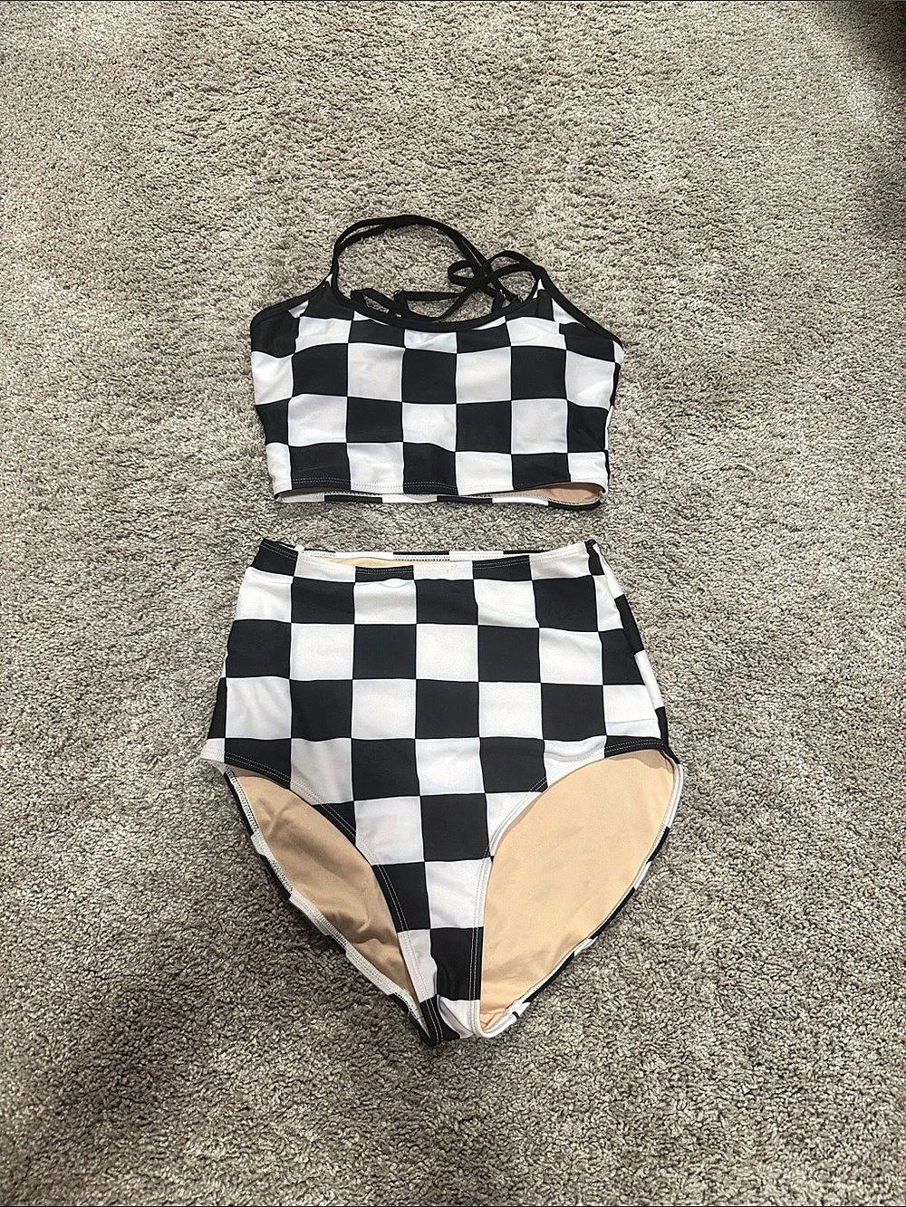 Livy & Kate Checkered Bikini Set in Black & White Size Small